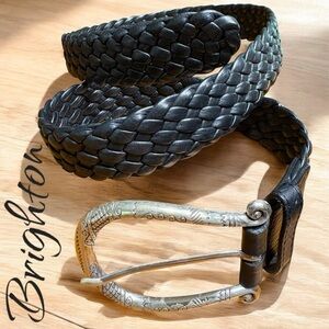 Brighton-women’s size 36 belt. Braided black genuine leather. Silver buckle. EUC